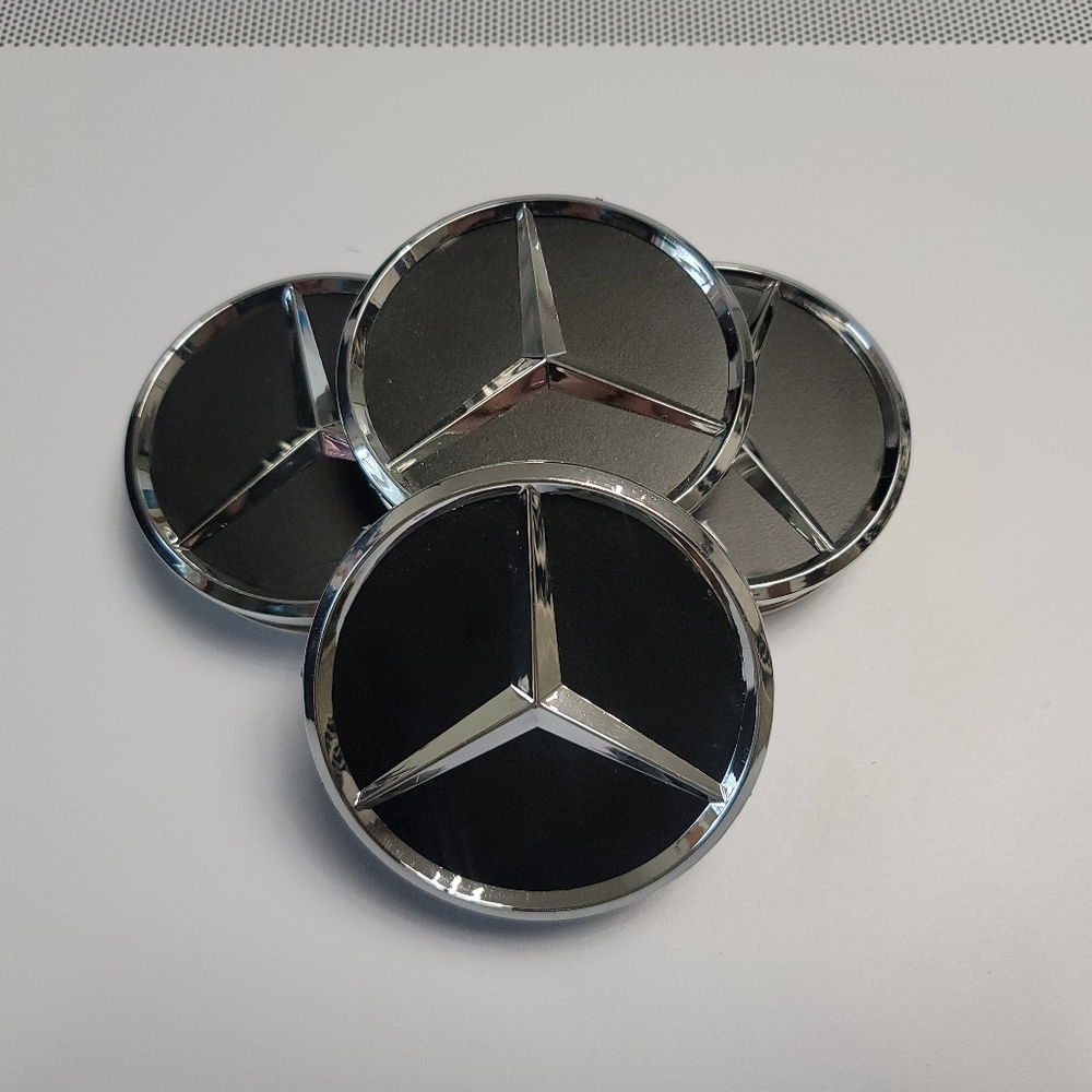 4 Matte Black WHEEL CENTER HUB CAPS EMBLEM FITS MERCEDES BENZ 75MM / 3 INCH